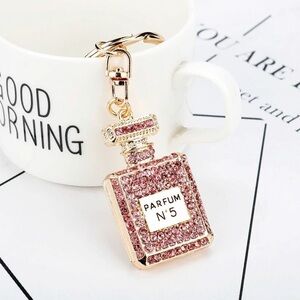 Perfume No. 5 Pink Crystal Keychain/ Bag Charm